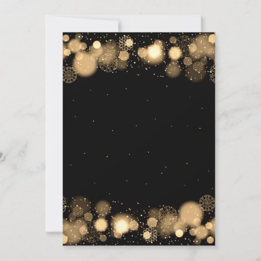 Christmas Holiday Dinner Party Winter Gold Bow 招待状 (裏面)