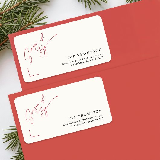 Christmas Holiday Family Name Address Return ラベル