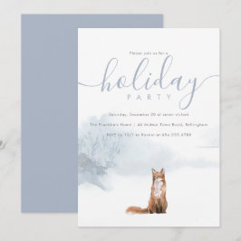 Christmas Holiday Family Party Winter Woodland Fox 招待状