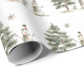Christmas Holiday Fine Tree Snow man  ラッピングペーパー (ロールコーナー)