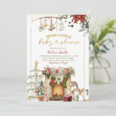 Christmas Holiday Fireplace Baby Shower 招待状 (スタンド正面)