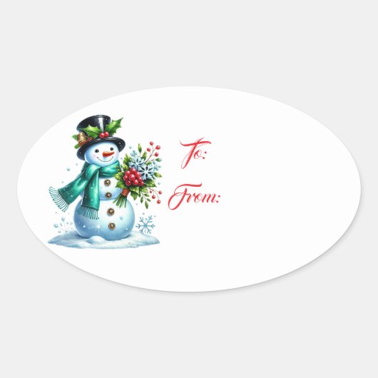 Christmas Holiday Gift Tag Sticker 楕円形シール (正面)