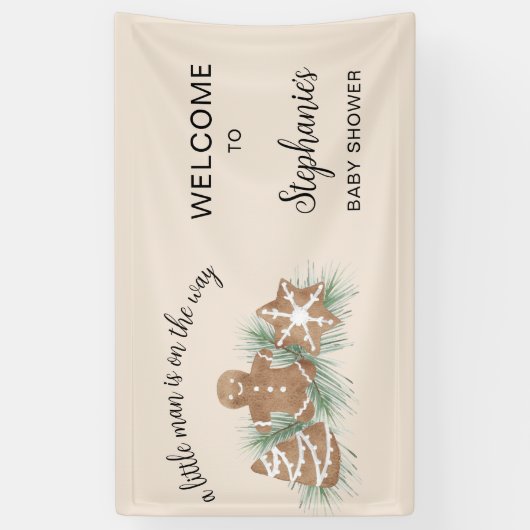 Christmas Holiday Gingerbread Baby Shower 横断幕 (縦)