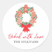 Christmas Holiday Gingerbread Baked With Love ラウンドシール (正面)