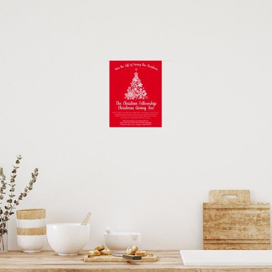 Christmas holiday giving tree white red poster ポスター (キッチン)