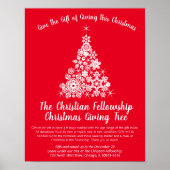 Christmas holiday giving tree white red poster ポスター (正面)