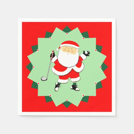 Christmas Holiday Golf Party スタンダードカクテルナプキン (正面)