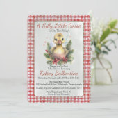 Christmas Holiday Goose Gosling Baby Shower 招待状 (スタンド正面)
