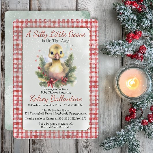 Christmas Holiday Goose Gosling Baby Shower 招待状
