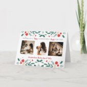 Christmas Holiday holly ivy berry 3 Photo gift サンキューカード (正面)