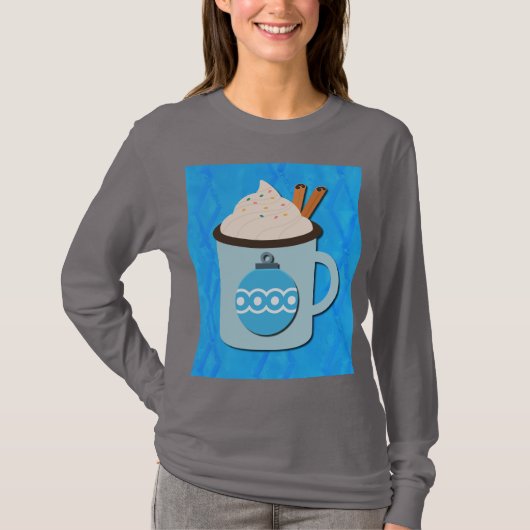 Christmas Holiday Hot Chocolate Art on T-Shrit Tシャツ (正面)