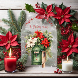 Christmas Holiday Mailbox Floral Monogram No-Photo アクリル招待状