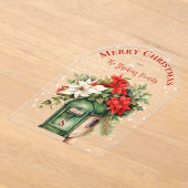 Christmas Holiday Mailbox Floral Monogram No-Photo アクリル招待状 (レイダウン)
