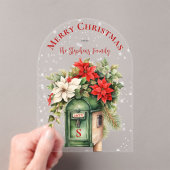Christmas Holiday Mailbox Floral Monogram No-Photo アクリル招待状 (インサイチュ (ポータブル))