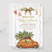 Christmas Holiday Merry Little Baby Shower 招待状 (正面)