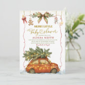Christmas Holiday Merry Little Baby Shower 招待状 (スタンド正面)