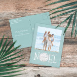 Christmas Holiday Noel Photo Simple Beach Budget  シーズンポストカード<br><div class="desc">This design features Christmas holiday modern Christmas holiday noel simple modern, nautical beach tropical vacation photo, family picture 1 one turquoise, and dollar coastal tropical ocean, seaside sea life turquoise teal, trendy stylish unique typography text, whimsical calligraphy script font, modern holiday island minimalist, Christmas holiday photo budget greeting postcards, simple...</div>