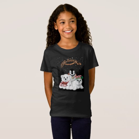 Christmas holiday Northpole bear penguin seal Tシャツ (正面フル)