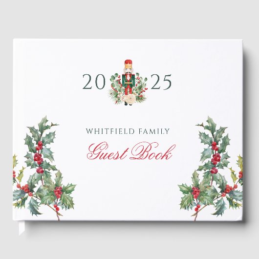 Christmas Holiday Nutcracker Red Berries Script ゲストブック (正面)