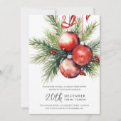 Christmas Holiday Open House Hand Painted Baubles  招待状 (正面)