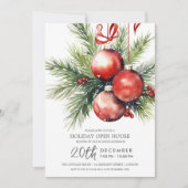 Christmas Holiday Open House Painted Baubles  招待状 (正面)
