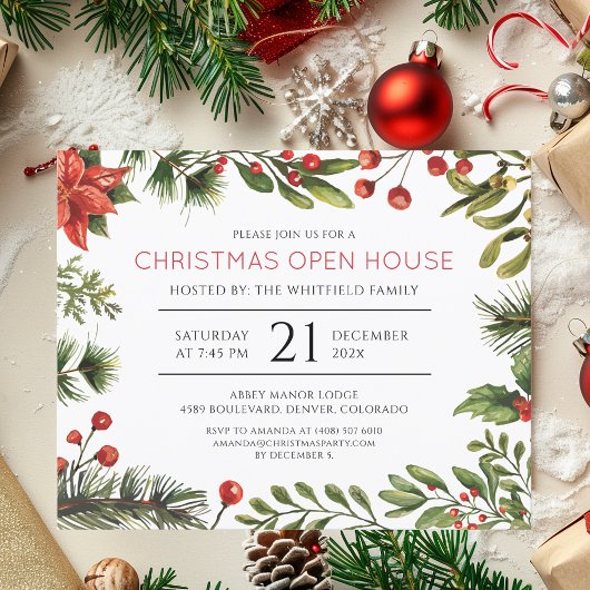 Christmas Holiday Open House Party Invitation