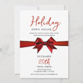 Christmas Holiday Open House Red Bow  招待状 (正面)