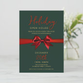 Christmas Holiday Open House Red Bow Green  招待状 (スタンド正面)