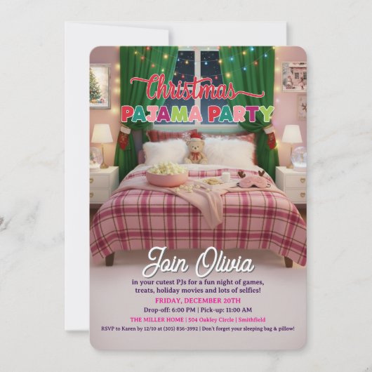 Christmas Holiday Pajama Party Invitation 招待状 (正面)
