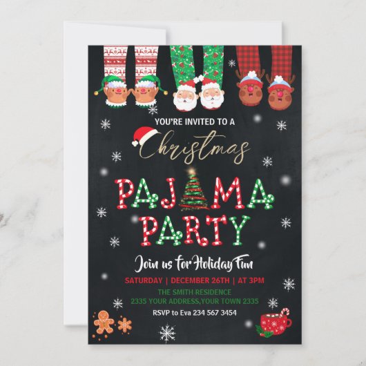 Christmas Holiday Pajama Party Invitation 招待状 (正面)
