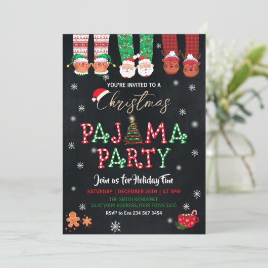 Christmas Holiday Pajama Party Invitation 招待状 (スタンド正面)
