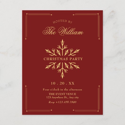 Christmas holiday party snowflake 招待状 (正面)