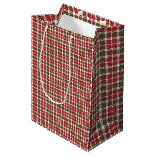 Christmas Holiday Plaid Gift Bag ミディアムペーパーバッグ (正面アングル)