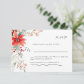 Christmas Holiday Poinsettia floral Wedding RSVP (スタンド正面)
