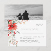 Christmas Holiday Poinsettia floral Wedding RSVP (正面/裏面)