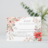 Christmas Holiday Poinsettia floral Wedding RSVP (スタンド正面)