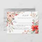 Christmas Holiday Poinsettia floral Wedding RSVP (正面/裏面)