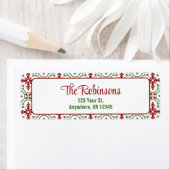 Christmas Holiday Red & Green Snowflake Address ラベル (インサイチュ)