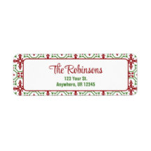 Christmas Holiday Red & Green Snowflake Address