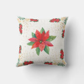 Christmas Holiday Red Poinsettia and Gold クッション (裏面)