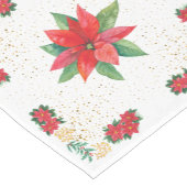 Christmas Holiday Red Poinsettia and Gold ショートテーブルランナー (コーナー)