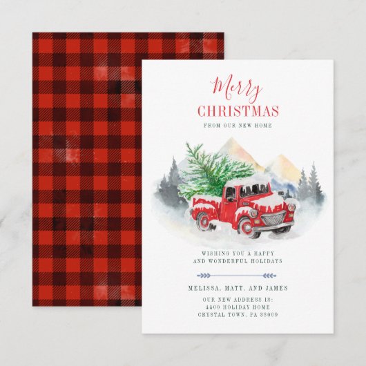 Christmas Holiday Red Truck Moving Announcement (正面/裏面)