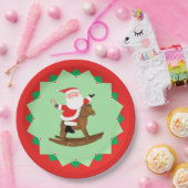 Christmas Holiday Rocking Horse Paper Plates ペーパープレート (パーティー)