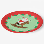 Christmas Holiday Rocking Horse Paper Plates ペーパープレート (アングル)