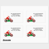 Christmas Holiday Santa Biker Address Labels 長方形シール (シート)