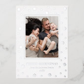 Christmas Holiday Snowflakes Modern Whimsical 箔シーズンカード (正面)