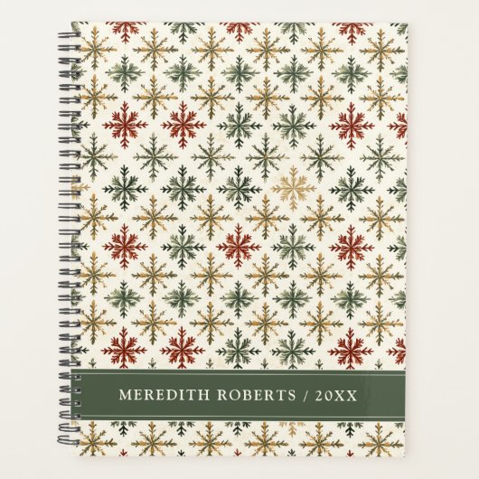Christmas Holiday Snowflakes Pattern Personalized プランナー手帳 (正面)