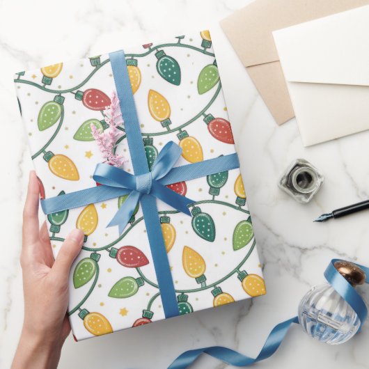 Christmas Holiday String Lights Pattern ラッピングペーパー (ギフト)
