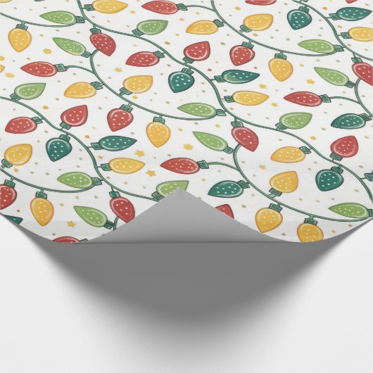 Christmas Holiday String Lights Pattern ラッピングペーパー (角)