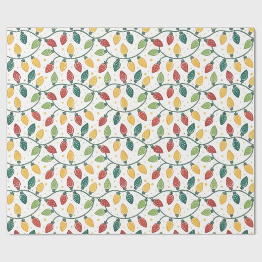Christmas Holiday String Lights Pattern ラッピングペーパー (フラット)